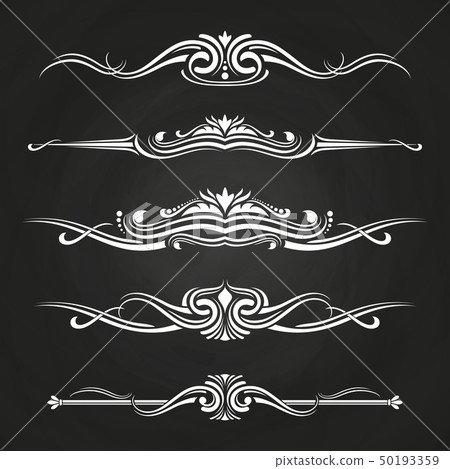 White flourish borders set on chalkboard White flourish borders set on chalkboard 50193359