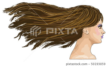 Side-view portrait of brunette girl 50193859