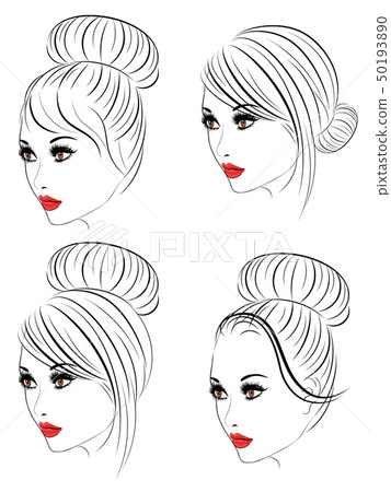 Fashion Hairstyles Lineart 50193890