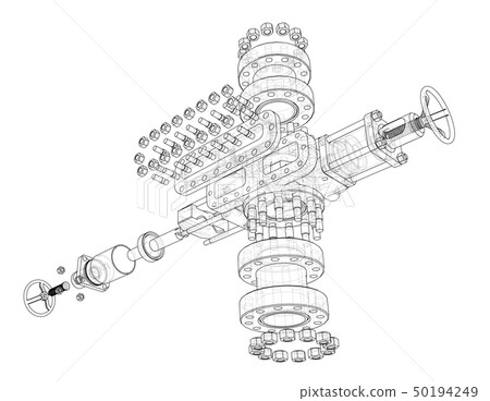 Blowout preventer. Vector rendering of 3d 50194249