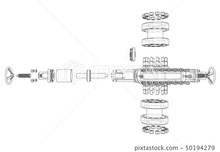 Blowout preventer. Vector rendering of 3d Blowout preventer. Vector rendering of 3d 50194279