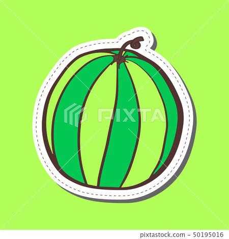 Watermelon sticker hand draw colored in flat style Watermelon sticker hand draw colored in flat style 50195016