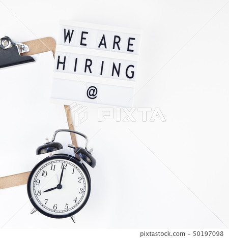 We are hiring flat lay on white background We are hiring flat lay on white background 50197098