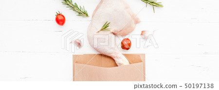 Fresh raw chicken legs with herbs. Cooking concept 50197138