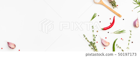 Food background with greens herbs and spices Food background with greens herbs and spices 50197173