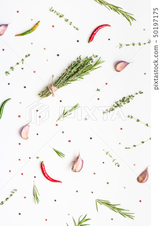 Food background with greens herbs and spices Food background with greens herbs and spices 50197175