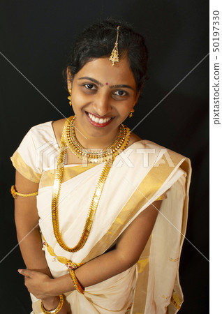 Young girl in traditional Kerala saree and jewelry 50197330