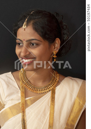 Young girl in traditional Kerala saree and jewelry 50197484