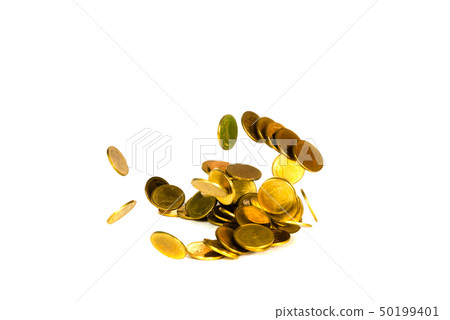 Movement of falling gold coin, flying coin, rain 50199401