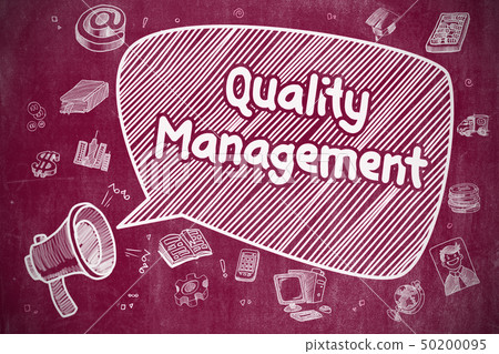 Quality Management - Doodle Illustration on Red Chalkboard. Quality Management - Doodle Illustration on Red Chalkboard. 50200095
