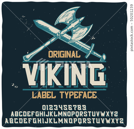 Vintage label typeface named "Viking"  50201239
