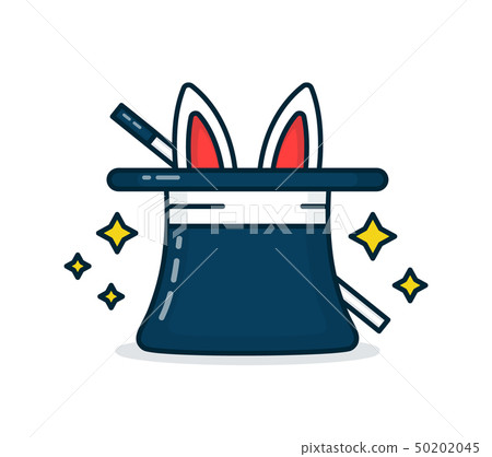 Wizard's hat with a rabbit and a magic wand 50202045