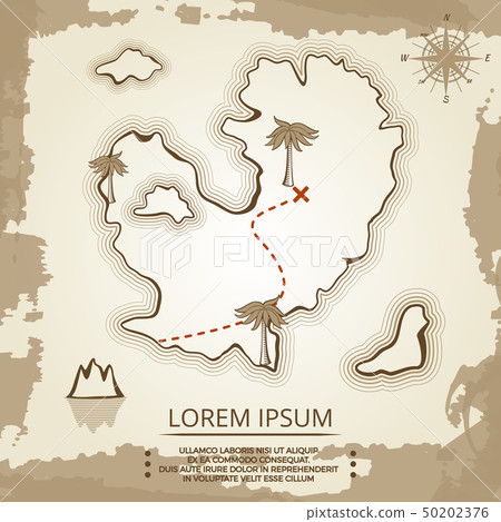 Vintage poster design with map of island 50202376