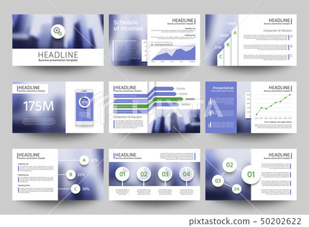 Multipurpose business presentation vector templates with blurred photo elements. Corporate brochure Multipurpose business presentation vector templates with blurred photo elements. Corporate brochure 50202622