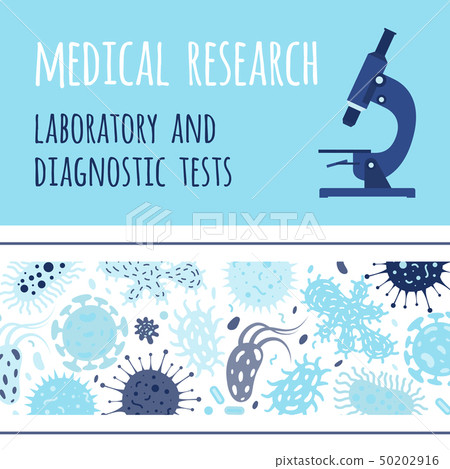 Banner design with microscope and germs 50202916