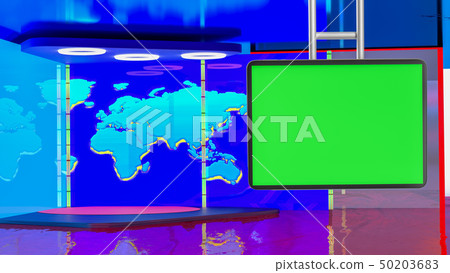 Virtual Tv News Broadcast Studio Set Background Stock