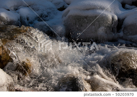 Texture of boiling water, waterfall, mountain river, Texture of boiling water, waterfall, mountain river, 50203970