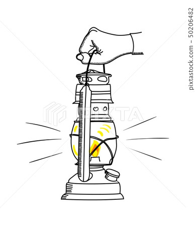 The old kerosene lamp with hand 50206482