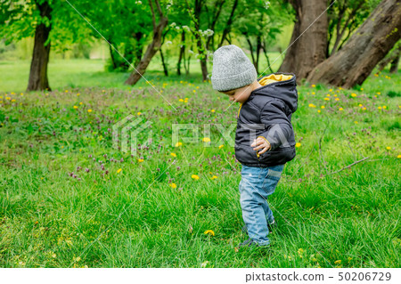Little toddler boy in jacket and hat 50206729