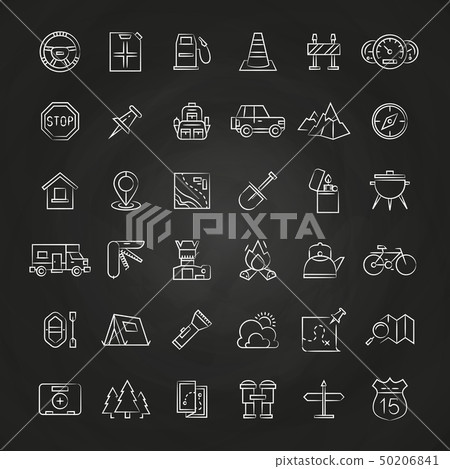 Tourism and travel brush line icons collection 50206841