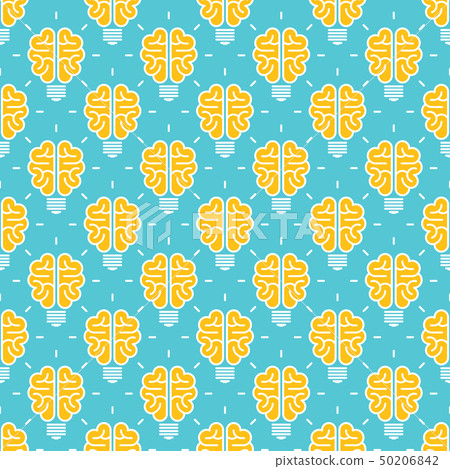 Idea pattern design - seamless pattern with brain lamp 50206842