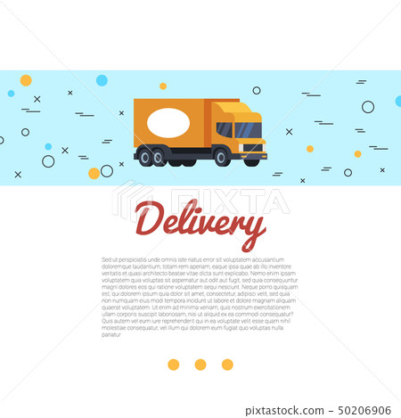 Delivery vector illustration. Cargo truck and hand lettering Delivery vector illustration. Cargo truck and hand lettering 50206906