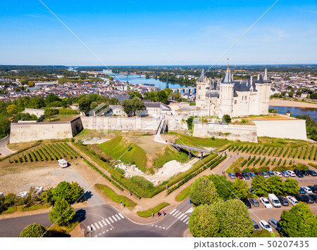 Chateau Saumur aerial view, France 50207435