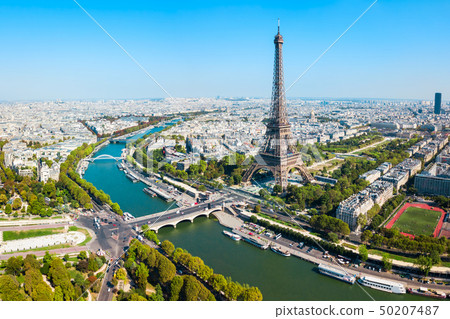 Eiffel Tower aerial view, Paris 50207487
