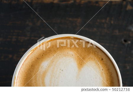 Flatlay Half Bottom Heart Shape Froth Milk Latte 50212738