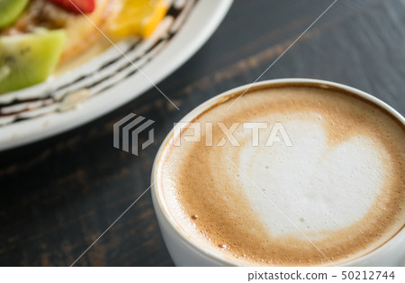 Heart Shape Froth Milk Latte Art in White Cup 50212744
