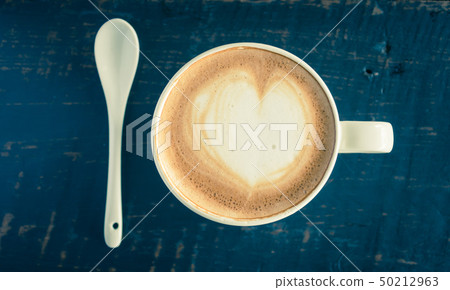 Vintage Heart Shape Froth Milk Latte Art in Cup 50212963