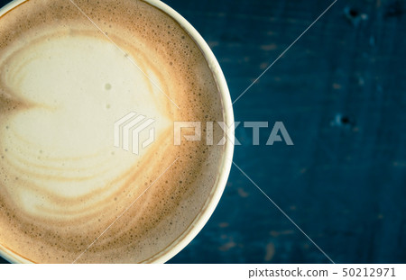 Vintage Flatlay Half Heart Shape Froth Milk Latte Vintage Flatlay Half Heart Shape Froth Milk Latte 50212971