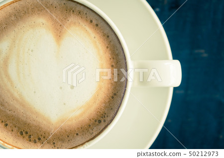 Vintage Flatlay Half Heart Shape Froth Milk Latte Vintage Flatlay Half Heart Shape Froth Milk Latte 50212973