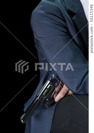Man Hold Stainless Gun or Shooter in Hand Side Man Hold Stainless Gun or Shooter in Hand Side 50215346