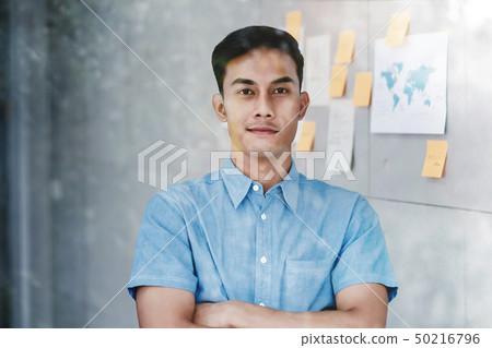 Portrait of Happy Young Asian Businessman standing 50216796