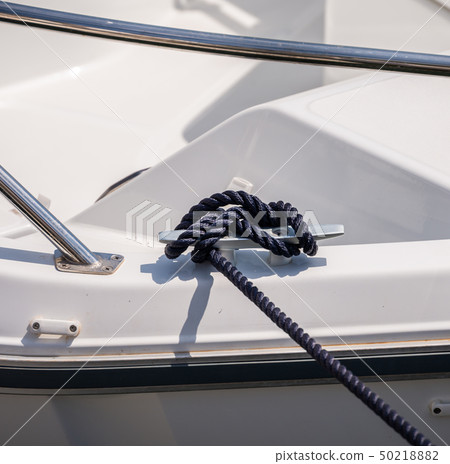 dock cleat on the side of a boat  50218882