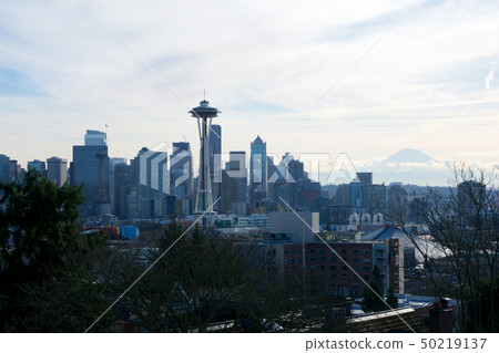 SEATTLE, WASHINGTON, USA - JAN 23rd, 2017: Seattle skyline panorama seen from Kerry Park during the 50219137