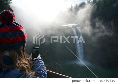 SEATTLE, WASHINGTON STATE, UNITED STATES - Jan 23rd, 2017: tree with the mist, scenic view of 50219139
