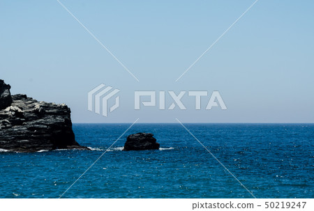 Amazing sea with blue summer wave and rocks, 50219247