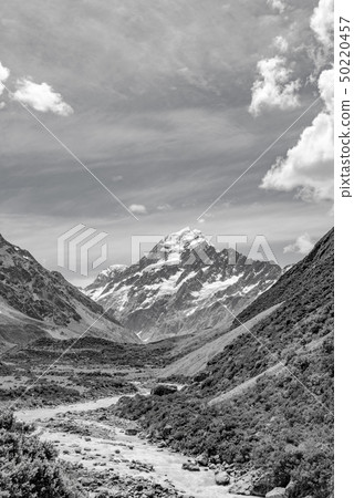 [黑白]胡克山谷卡車在庫克山國家公園 50220457