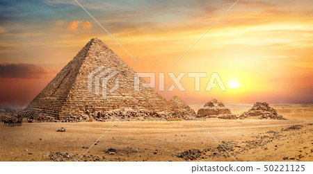 Egyptian pyramid in sand 50221125