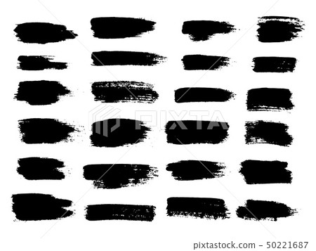 Painted grunge stripes set. Black labels, background, paint texture. Brush strokes vector. Handmade 50221687