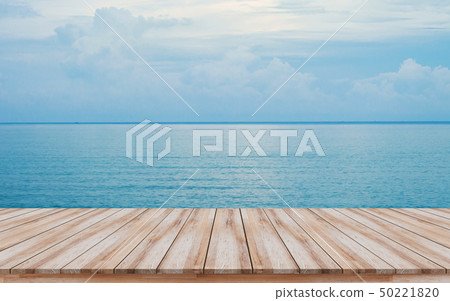 Empty wooden pier with beautiful blue sea Empty wooden pier with beautiful blue sea 50221820