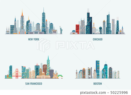 USA cities skylines set. 50225996