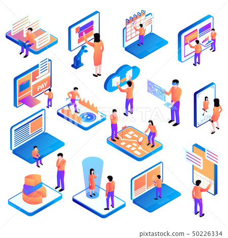 Isometric People Interfaces Set - Stock Illustration [50226334] - PIXTA