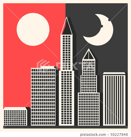 Sun Moon And Stars Day And Night Vector Banners Stock