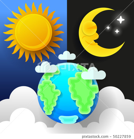 Sun, Moon And Stars. Day And Night Vector Banners. Sun, Moon And Stars. Day And Night Vector Banners. 50227859