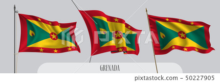 Set of Grenada waving flag on isolated background vector illustration 50227905
