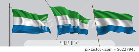 Set of Sierra Leone waving flag on isolated background vector illustration 50227943