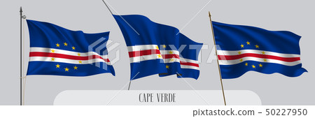 Set of Cape Verde waving flag on isolated background vector illustration Set of Cape Verde waving flag on isolated background vector illustration 50227950